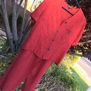 Rust / brick colored pant set (top & pants)